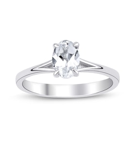 Beyaz Topaz Oval Tektaş Yüzük