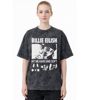Billie Eilish Hit Me Hard And Soft Şarkıcı Baskılı Unisex Oversize Eskitme Yıkamalı Tişört
