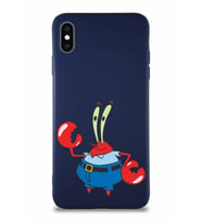 Apple iPhone XS Max Soft Premier Kapak Bay Yengeç Tasarımlı Silikon Kılıf - Lacivert (Şeffaf)