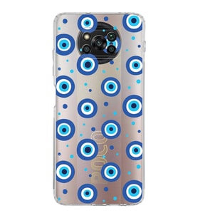 PrintiFy Xiaomi Poco X3 NFC ile Uyumlu 1mm Slim Fit Nazar Boncuğu 1 Baskılı Şeffaf  Kılıf