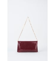Kadın Croco Bordo Zarf Tasarım 2 Bölmeli Mini Zincir Askılı Çıt Çıt Kapama Clutch Ve El Çantası