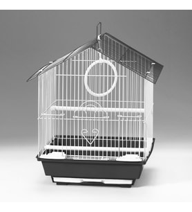 QH Kuş Kafesi 30x23x39 Üçgen Çatılı Siyah H89101-R Kanarya Muhabbet Kuşu için