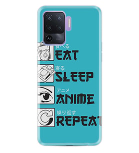 Kılıfland Oppo Reno 5 Lite Kılıf Silikon Resimli Kapak Eat Sleep Anime Stok 250