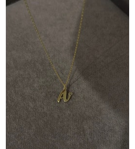 Kişiye Özel Harf Mini Kalp Detaylı Kolye 925K Gümüş (Gold)