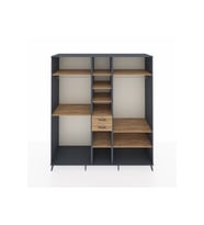 Kronos Dolap 10 Raflı 2 Çekmeceli 3 Askılı 220x59x243 Antrasit-Çam/Çam