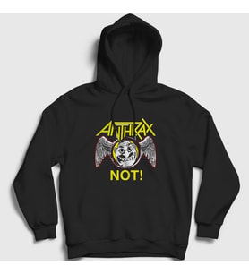 Presmono Unisex Siyah Not Anthrax Kapüşonlu Sweatshirt 10386tt