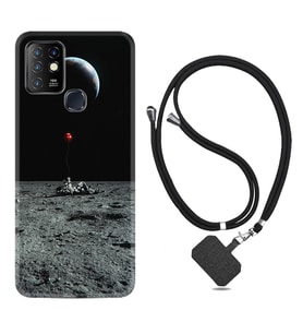 INFINIX Hot 8 9 10 11S Hot 10 Play 10T Kılıf Boyun Askılı Silikon Astronoot Red Baloon 1608