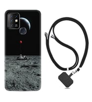 INFINIX Hot 8 9 10 11S Hot 10 Play 10T Kılıf Boyun Askılı Silikon Astronoot Red Baloon 1608