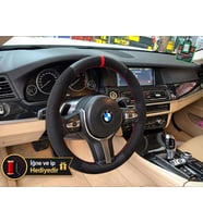 BMW F06/F12/F13 Dikme Direksiyon Kılıfı Alcantara Süet Mat Karbon Kırmızı Yüzük ve Dikiş 2015-2018