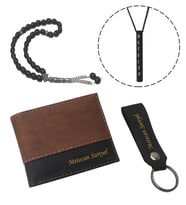 KİŞİYE ÖZEL BLACK STRIPED MODEL CÜZDAN & SİYAH BAR KOLYE - ANAHTARLIK VE TESBİH HEDİYELİ !