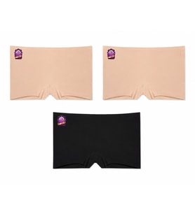 Papatya Kadın 2 ADET TEN 1 ADET SİYAH Lazer Kesim Dikişsiz Boxer Külot Slip 3'lü Paket 2852-Y