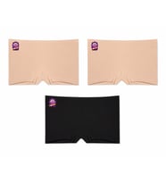 Papatya Kadın 2 ADET TEN 1 ADET SİYAH Lazer Kesim Dikişsiz Boxer Külot Slip 3'lü Paket 2852-Y