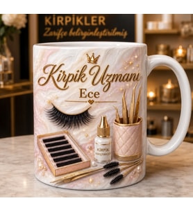Kirpik Uzmanı Temalı Kupa Bardak 2D Baskılı