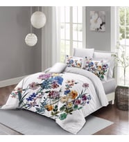MonoHome Flower Mix Çift Kişilik Nevresim Takımı 3D Pamuk Saten (Beyaz)
