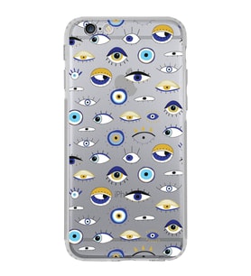 PrintiFy iPhone 6S Plus ile Uyumlu Nazar Boncuğu 2 Baskılı Kamera Korumalı Şeffaf Silikon Kılıf