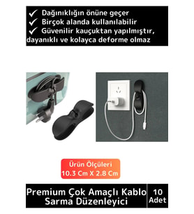 Premium Bilgisayar Notebook Şarj Kablosu Fön Airfryer Mutfak Çok Amaçlı Kablo Sarma Düzenleyici 10Ad