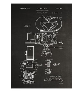 Moviemaker Film Camera Patent Drawings 1937 Tablo Ahşap Poster Dekoratif