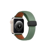 Northcity Apple Watch 38mm ile Uyumlu Kr414 Daks Deri Kordon - Koyu Yeşil