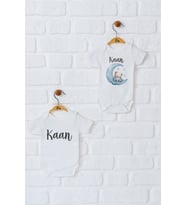 Pia Baby Premium %100 Pamuk İsme Özel Organik Baskılı İkili Set Çıtçıtlı Bebek Body Zıbın Modelleri 5071-17 (Ekru)