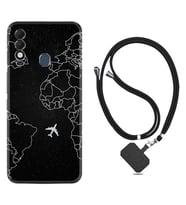 Tecno Spark 8T Kılıf Resimli Boyun Askılı İpli Desenli Silikon Series Black Plane 1868