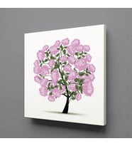 PEMBE YAPRAKLI AĞAÇ KANVAS TABLO 130x130cm (Karışık)