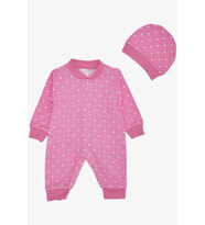 Breeze Kız Bebek Tulum Puantiye Desenli 0-6 Ay, Pembe