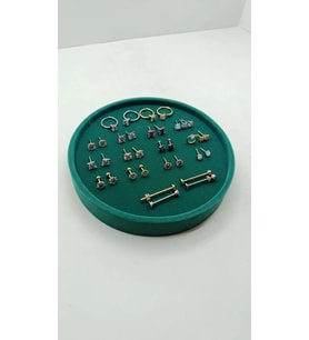 Silindir Model Süet Kumaş 20/20 cm Batırmalı Yeşil Küpe-Piercing Tablası