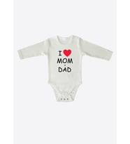 Organik I Love Mom&Dad Uzayan Uzun Kol Body-EKRU