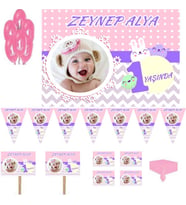 Hayaller Dükkanı Tavşan Temalı Doğum Günü Süsleme ve Magnet set,  1 Yaş doğum günü süsleri, Kız Çocuk