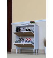 Eliusta Antrex 72 cm Meşe 2 Düşer Kapaklı Ayakkabılık 72x90x26 cm Ayaklı 4 Bölmeli Ayakkabılık