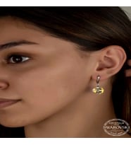 Swarovski Crystal Taşlı Gümüş Beyaz Sallantılı Kadın Küpe