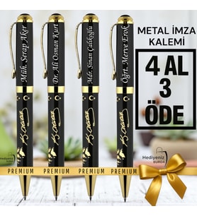 Öğretmenler Gününe Özel Atatürk Temalı Metal Roller İmza Kalemi - 4 AL 3 ÖDE - İsme Özel Tasarım