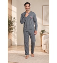 Falkom 5805 İnterlok Kışlık Kalın Kumaşlı Erkek Ev Pijama Takımı