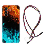 Huawei Nova Y70 Y90 Nova 9 SE  Kılıf Boyun Asklı Rasta Silikon Orange Blue Color 1665