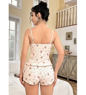 Kadın Ayıcık Desenli Şortlu Pijama Takım 5179