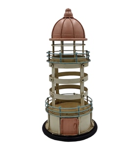 Vintage Esintili Metal Deniz Feneri El Yapımı Biblo - Marin Temalı Dekoratif Ev ve Ofis Masa Üstü Obje