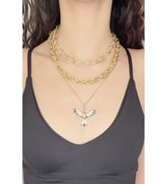 Zirkon Taşlı Çoklu Gold Anka Kolye