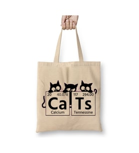 Cats Periodic Table for Science Cat Lover Kimya Kedi Bez Çanta Alışveriş Çantası Plaj Çantası (Beyaz)