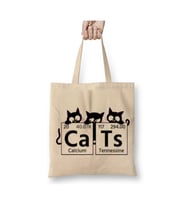 Cats Periodic Table for Science Cat Lover Kimya Kedi Bez Çanta Alışveriş Çantası Plaj Çantası (Beyaz)