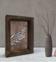 BK Gift Kanat Tasarımlı Dekoratif Doğal Masif Ahşap Çerçeve 15x20cm-2 (Beyaz)