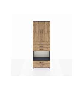 Arges Dolap 4 Raflı 5 Çekmeceli 2 Kapaklı 88x30x243 Antrasit-Çam