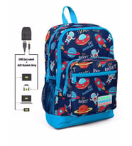 Coral High Kids Dört Gözlü Erkek Çocuk İlkokul Çantası - Uzay Macerası Desenli - USB+AUX Soketli