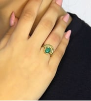 Doğal Taş Yeşil Akik Doğal Taşlı Antik Model Kadın Ayarlanabillir Yüzük euy82ya