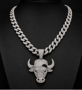Hip Hop Iced Out Boğa Kafası Pendant Küba Zincir Kolye Ucu Charm