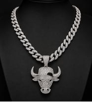 Hip Hop Iced Out Boğa Kafası Pendant Küba Zincir Kolye Ucu Charm