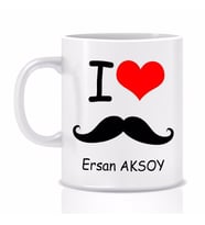 İsimli I Love Bıyık Figürlü Kupa