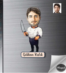 Kişiye Özel Ahcı Erkek Ahşap Magnet -2
