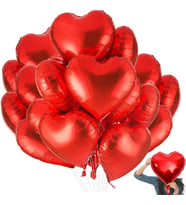 YÜKSEK KALİTE 46 CM 9 ADET PARLAK METALİK KIRMIZI KALPLİ FOLYO BALON ORTA BOY 46 CM KALPLİ BALON