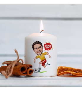 Kişiye Özel Futbol Sever Erkek Karikatürlü Mum