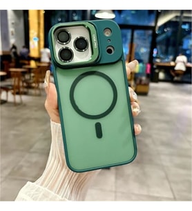 Coverzone iPhone 17 Pro uyumlu Kamera Lens Aparatl? Stand Olabilen Magsafe ile uyumlu Kamera Korumal? ?effaf Full Color Magnetic Wireless Telefon K?l?f? Ye?il